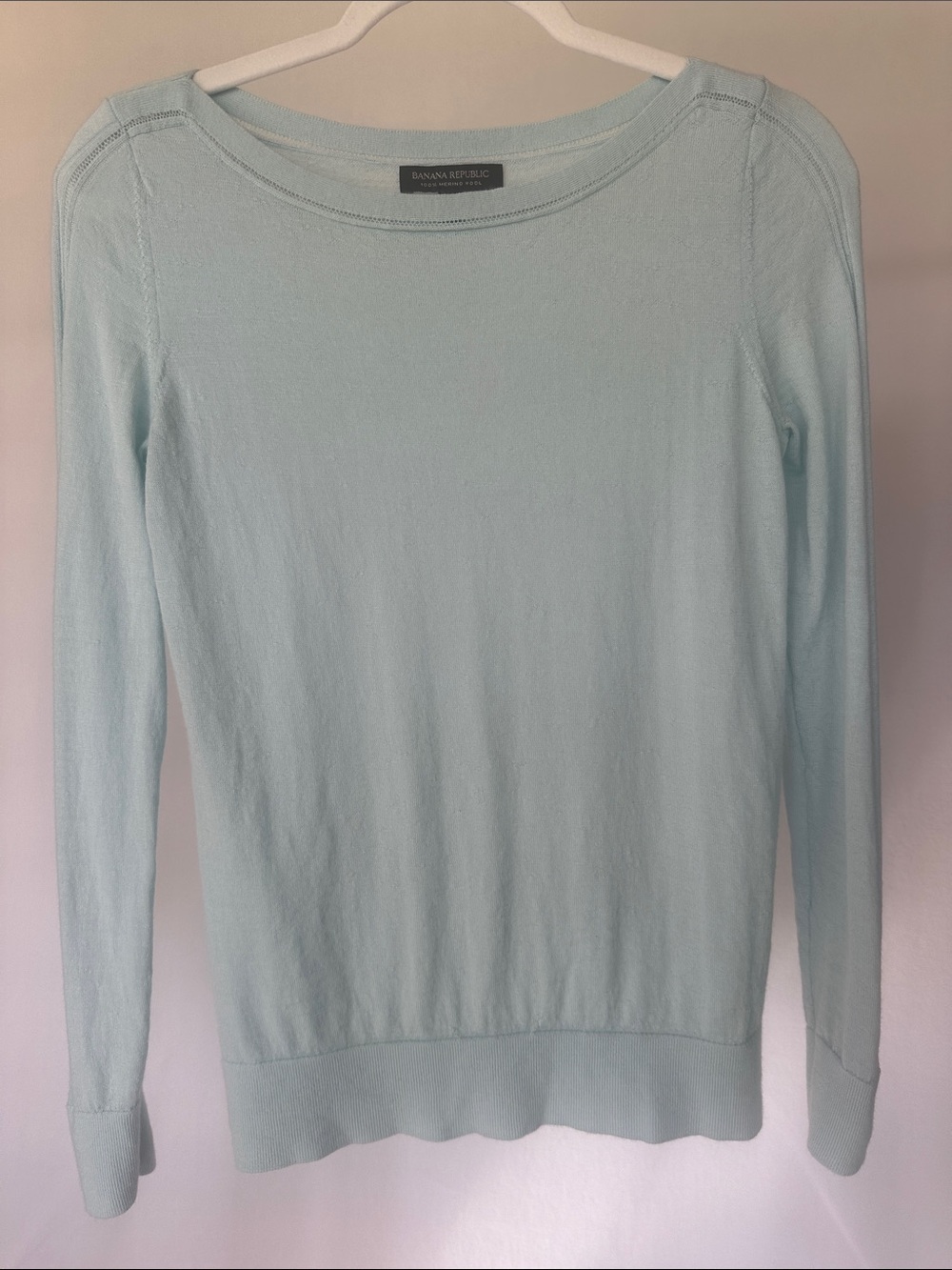 Banana Republic 100% Merino Wool Boat Neck Sweater Blue XS